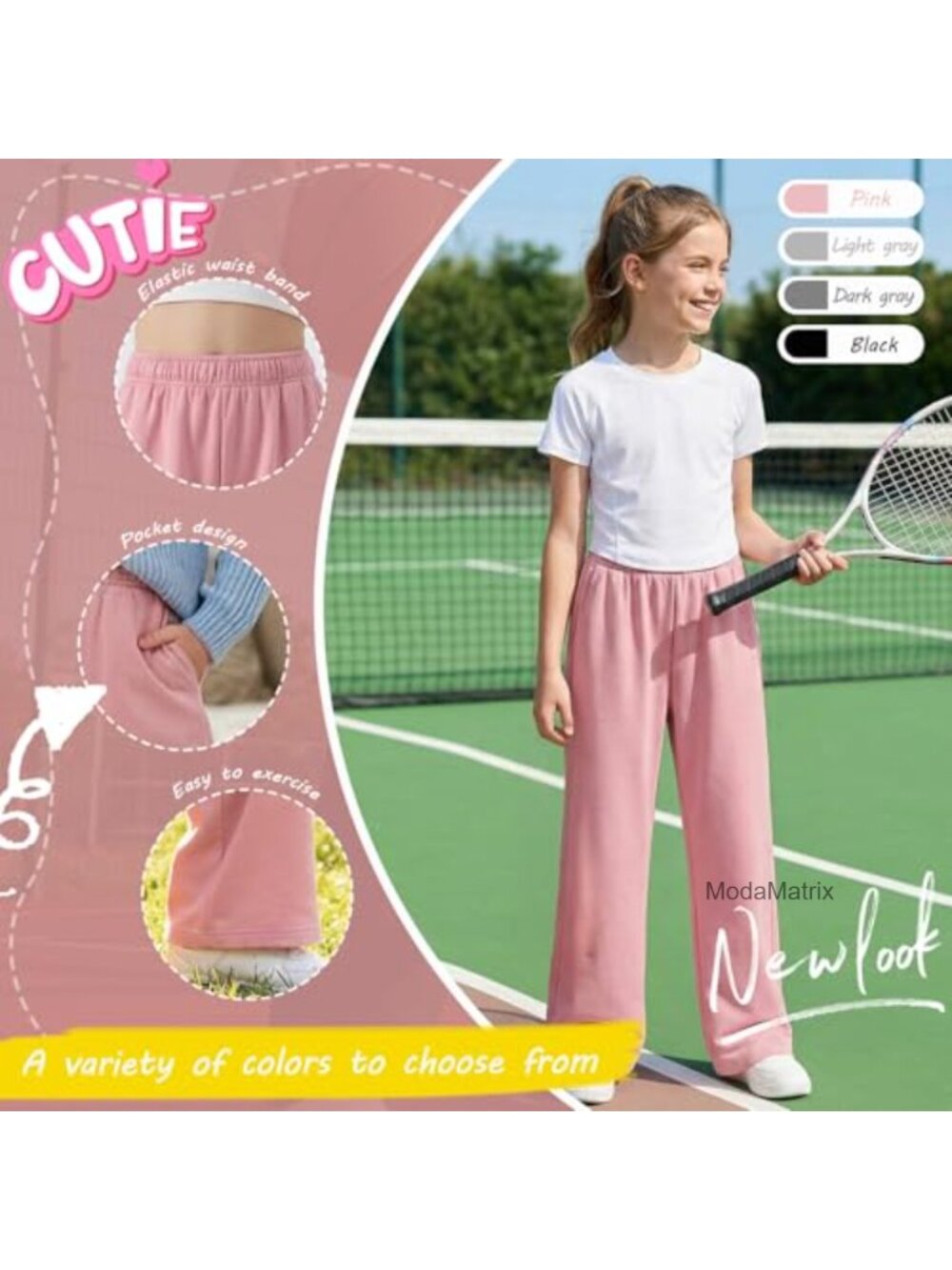 4 Pack Girls Baggy Sweatpants Kids Joggers Cotton Blend - Picture 2 of 6